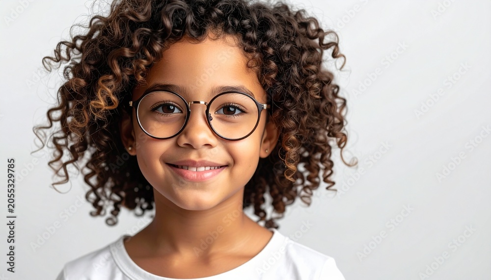 Fototapeta premium Kind mit lockigem Haar und Brille