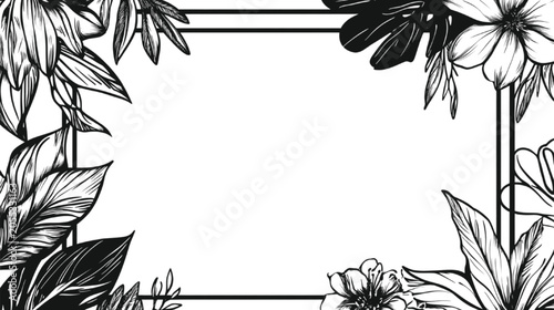 Frame decorated with detailed monochrome botanical illustrations provides an elegant border for text.
