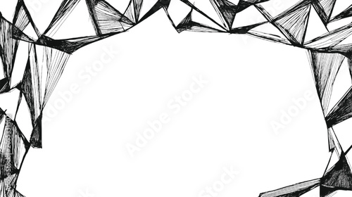 Polygon mesh border creates a sharp geometric frame with empty space for text in the center.