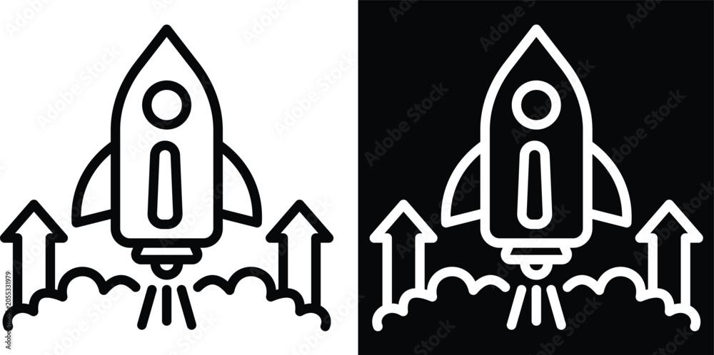 Fototapeta premium launch Two-tone version in black and white background