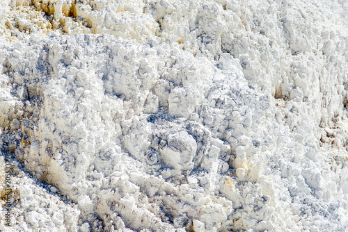 Obraz na plátne Closeup of white clay soil texture, natural kaolin mineral deposit, raw earth ba