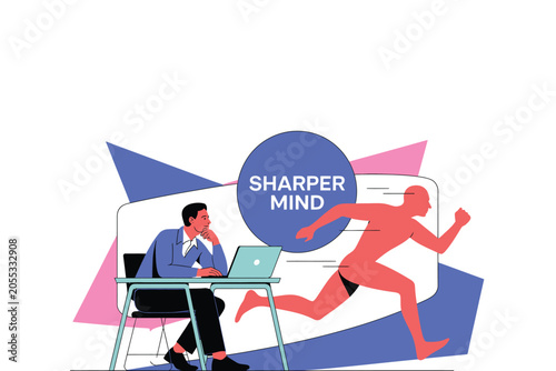 Conceptual illustration of sharp mind and mental performance with thinking