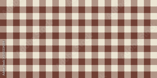 Obraz na plátně Seamless brown gingham pattern with cream squares and diagonal striped details,