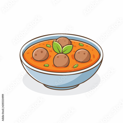 Cartoon Meatballs in Tomato Sauce with Basil