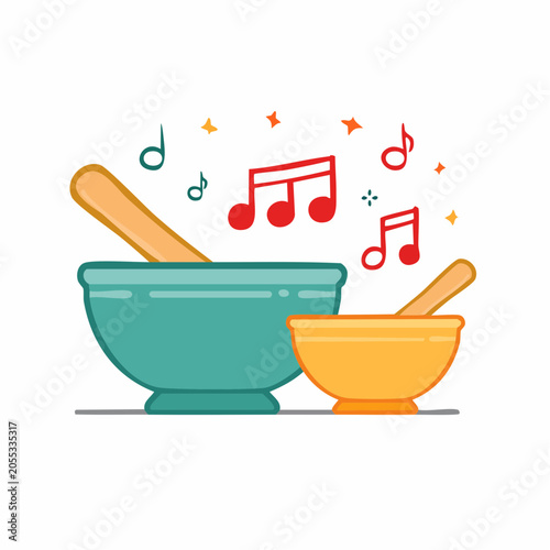 Mortar and Pestle with Musical Notes