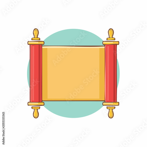 Scroll with Red Posts and Yellow Paper