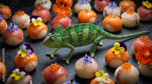 Chameleon and temari sushi