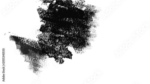 Abstract black ink brush stroke paint splash element, isolated on white background