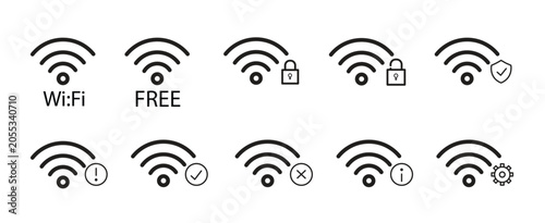 Foto Minimalist wifi icon set with 10 vector elements, wireless internet signal symbo