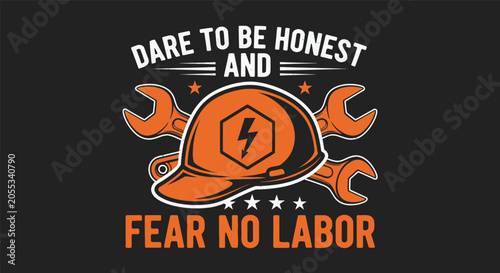 Fotografi Inspirational labor day quote with hard hat and tools