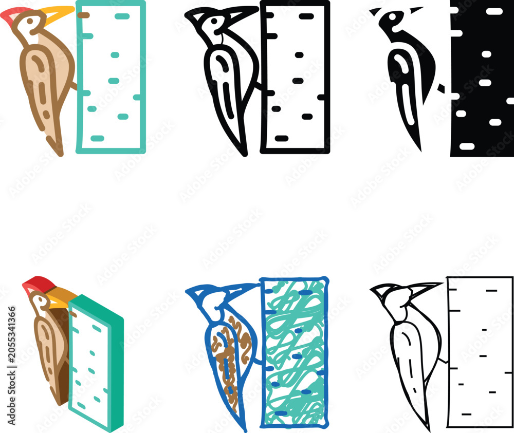 Fototapeta premium woodpecker bird color icon diversity vector. woodpecker bird sign. isolated symbol illustration