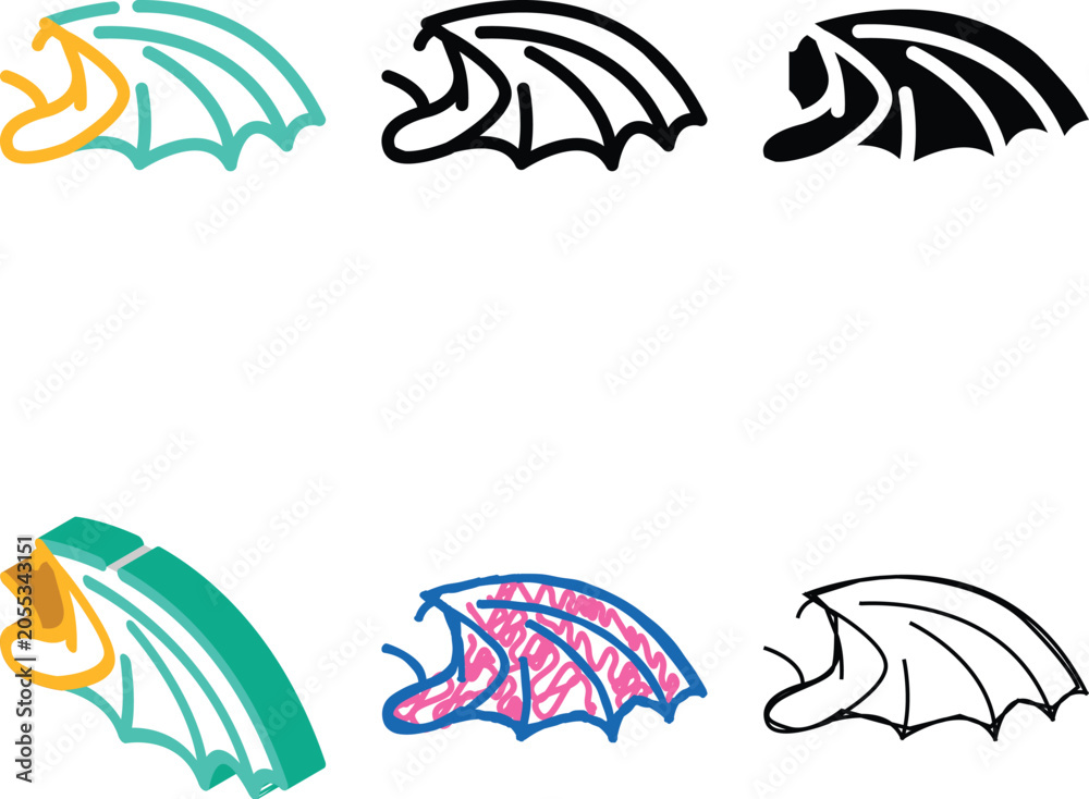 Naklejka premium dragon set wing color icon vector. dragon wing sign. isolated symbol illustration