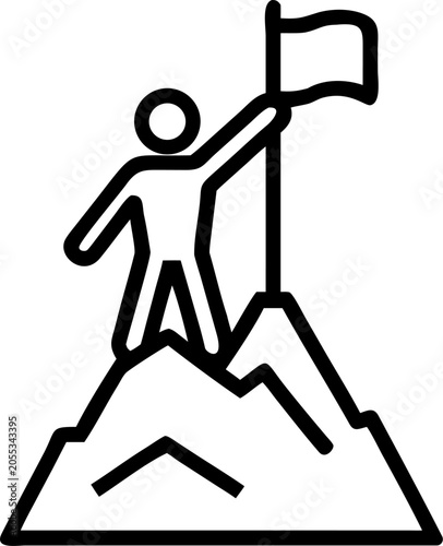 leadership icon a figure standing on top of  a pod  on white background 
