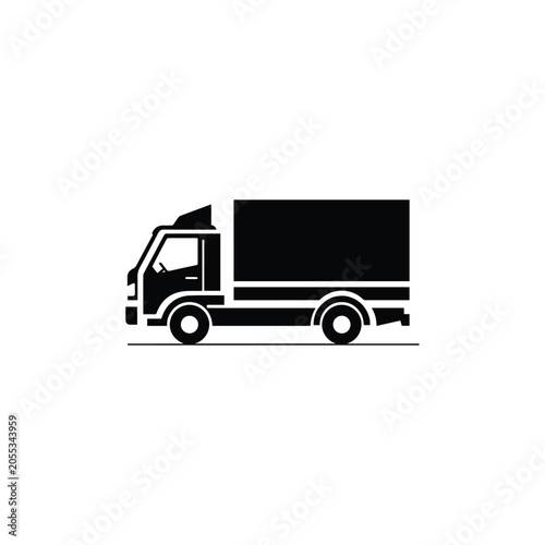 Black truck with large cargo box cargo truck delivery truck box truck vehicle