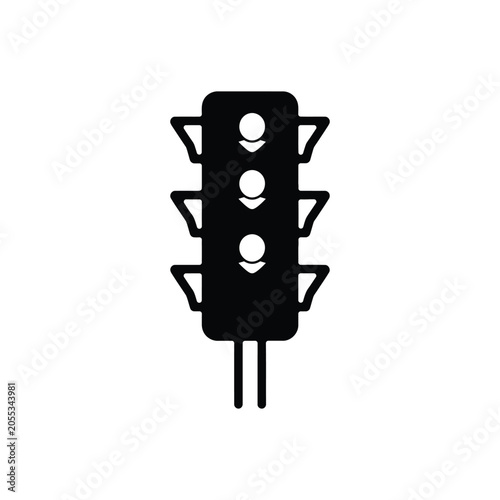 Black traffic light with white lights on plain white background black white background road sign