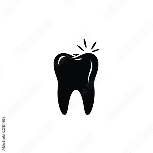 Black tooth with pain dental symbol