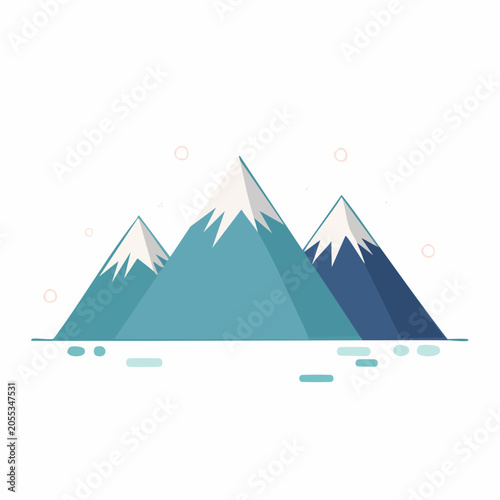 Flat design illustration of snow-capped mountains