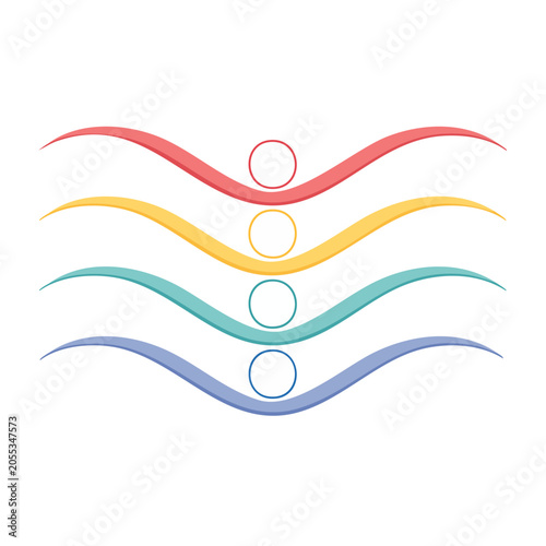 Flat design wavy lines with circles vector