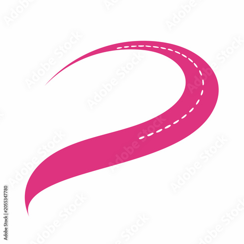 Pink Ribbon with Dashed Line