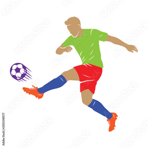 Football Player Kicking Ball