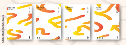 Abstract poster template set with warm yellow and orange gradient squiggles on white