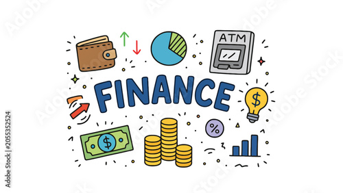 Finance and banking business concept icons with business, investment