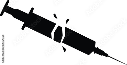 Tableau sur toile Broken syringe needle icon representing drug abuse awareness with addiction recovery prevention awareness fractured