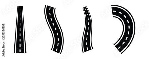 Fotografie Black and white vector highway symbol used in user interfaces, map navigation, and infographics