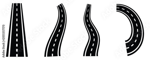 Tableau sur toile Traveling curved highway line isolated on white background