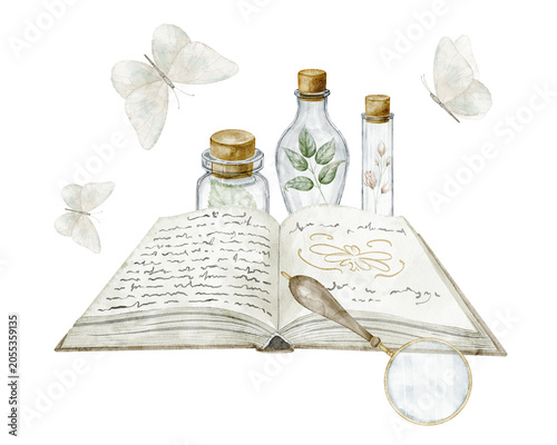 Foto Open Book watercolor illustration