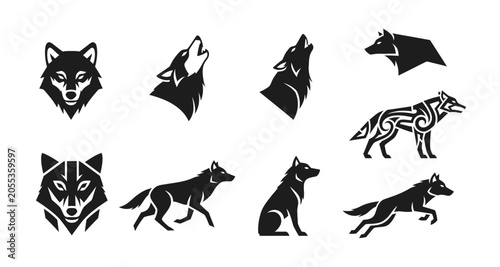 Photos Wolf silhouettes collection on transparent background high quality