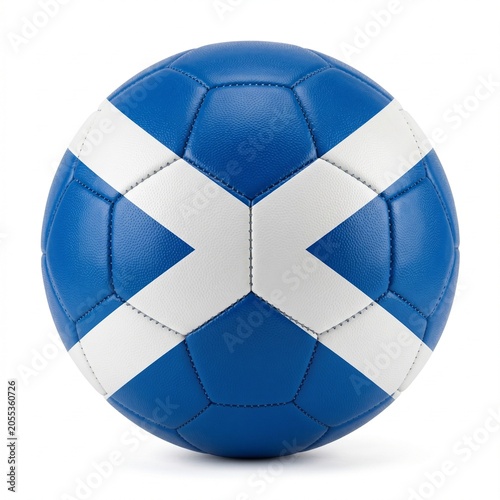 Soccer ball featuring the national flag of Scotland with blue and white saltire pattern
