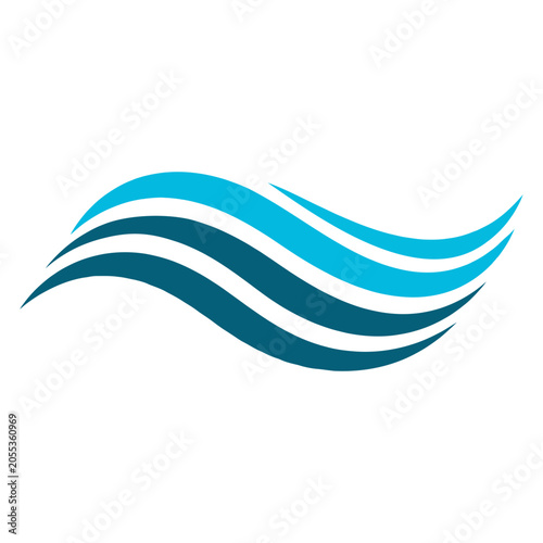 Swoosh triple layered abstract blue wind and water wave symbol