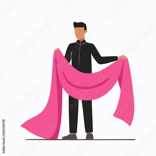 Man Holding Pink Fabric