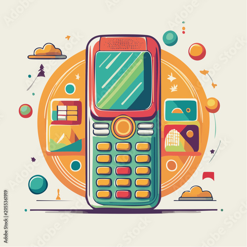 Retro Mobile Phone with Abstract Elements
