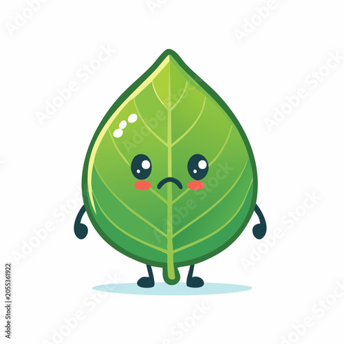 Sad Kawaii Leaf Character
