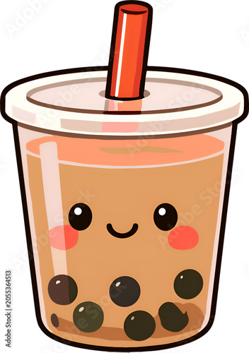 Cute cartoon coffee cup with latte and heart eyes isolated on a transparent background, latte heart eyes