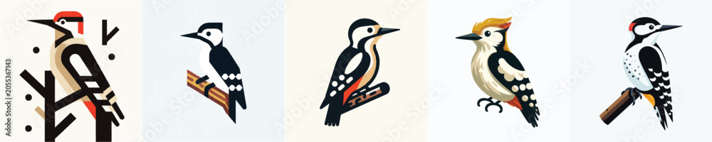 Obraz premium Woodpecker Vector Illustration