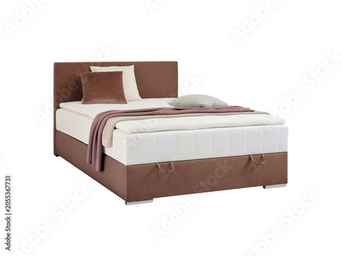 Quadro su tela Classic double bed with big headboard isolated on white