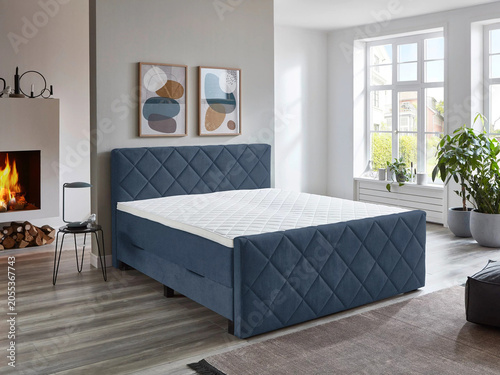 Modern luxury bedroom interior in minimal scandinavian style, 3d render