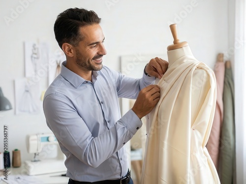Fashion designer draping fabric background detail