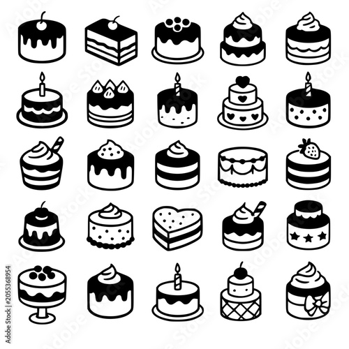 cake icons set