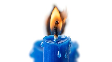 Burning blue candle hanukkah clipart with melting wax
