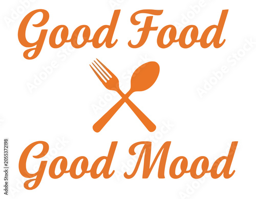 Obraz na płótnie Modern brush script lettering good food good mood isolated on white background f