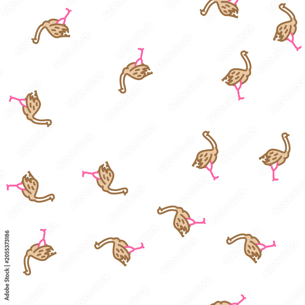 Naklejka premium ostrich bird vector seamless pattern ostrich bird sign illustration