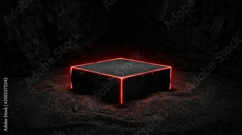 Volcanic podium on sand background detail