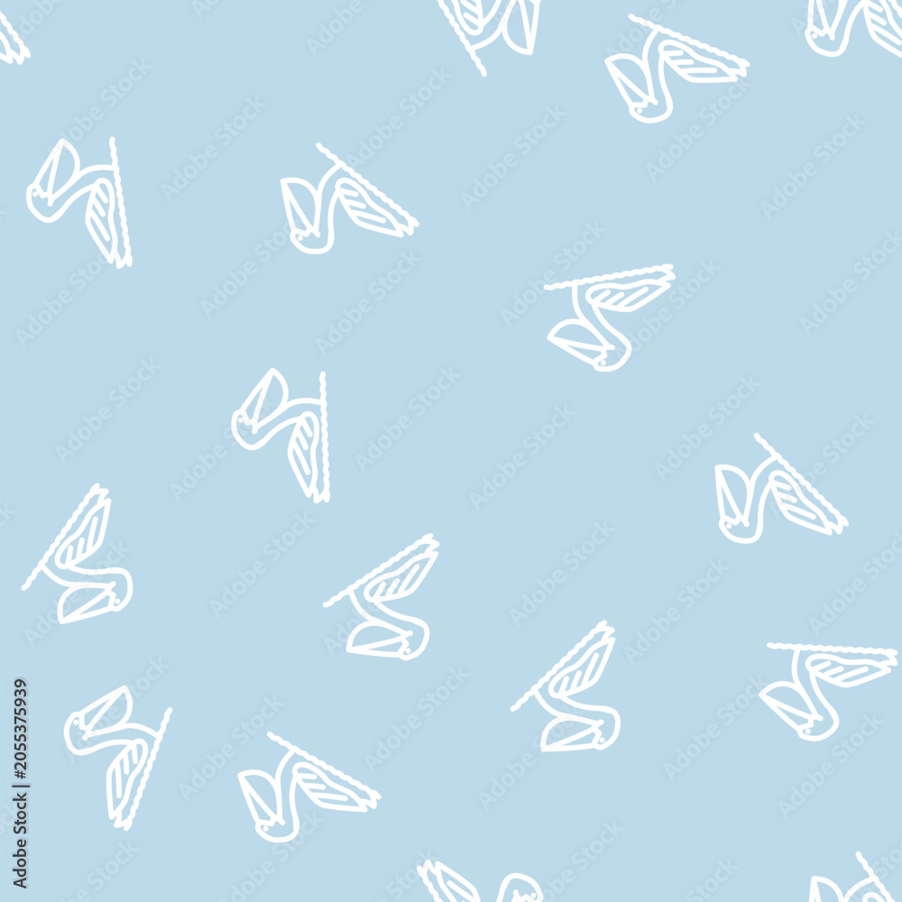 Fototapeta premium pelican sea bird line seamless pattern pelican sea bird thin line illustration