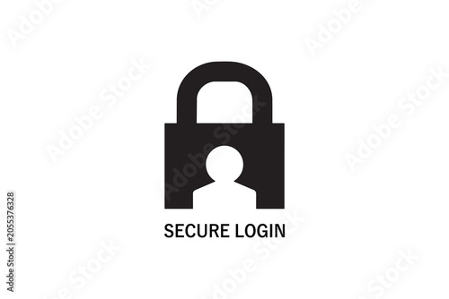 Secure Login Icon with Padlock and Person Silhouette, Digital Security Concept