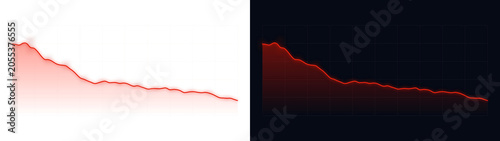 Schilderij op canvas PNG image of Red declining financial chart line graph shown on transparent backg