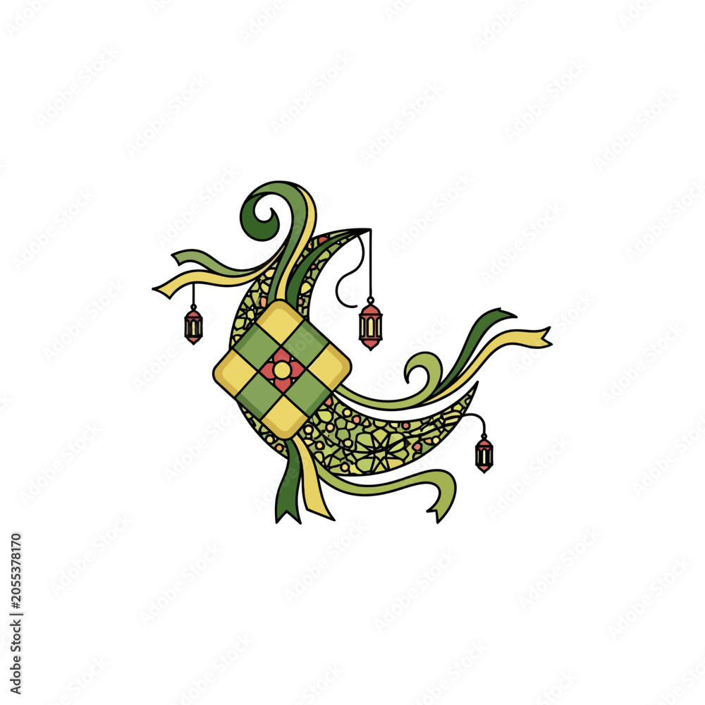 Fototapeta premium Green and yellow decorative ornamental design.